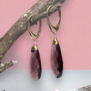 Handmade Rhodolite Garnet Earrings: 14K Yellow Gold Filled Nickel Free